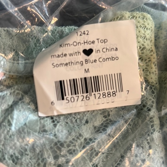 We Are HAH Kim On Lace Boho Ruffle Top Blue Green Size M - Picture 4 of 9